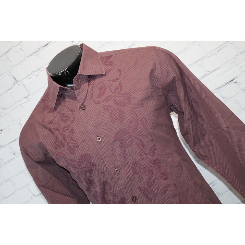 Tommy Bahama Button Up Shirt Mens Large Burgundy Floral Silk Blend Hawaiian *